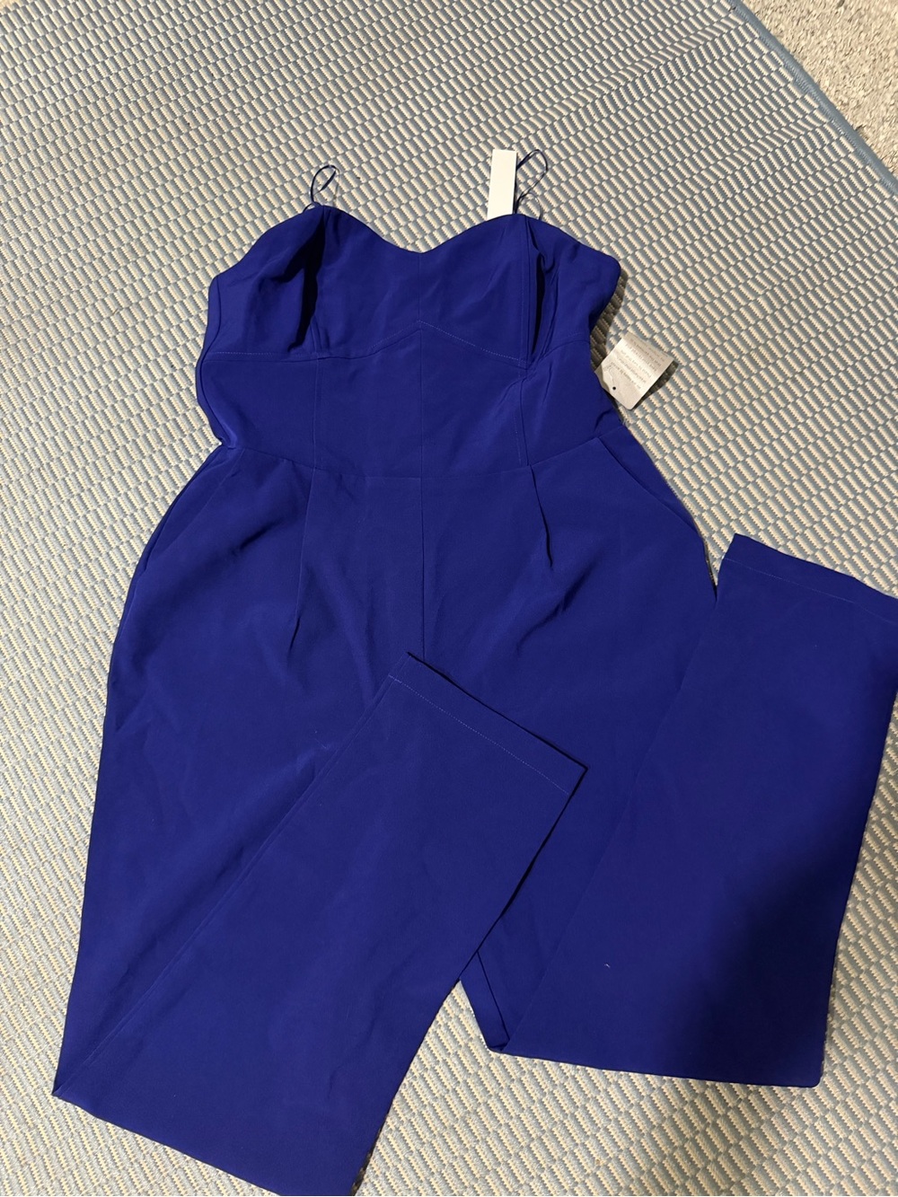 Adelyn Rae Cobalt Blue Strapless Jumpsuit